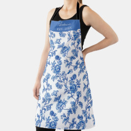 Blauw en Wit Chinoiserie Custom Name Schort