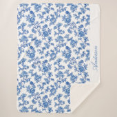 Blauw en Wit Chinoiserie Custom Name Sherpa Deken (Voorkant)