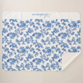 Blauw en Wit Chinoiserie Custom Name Sherpa Deken (Voorkant (horizontaal))