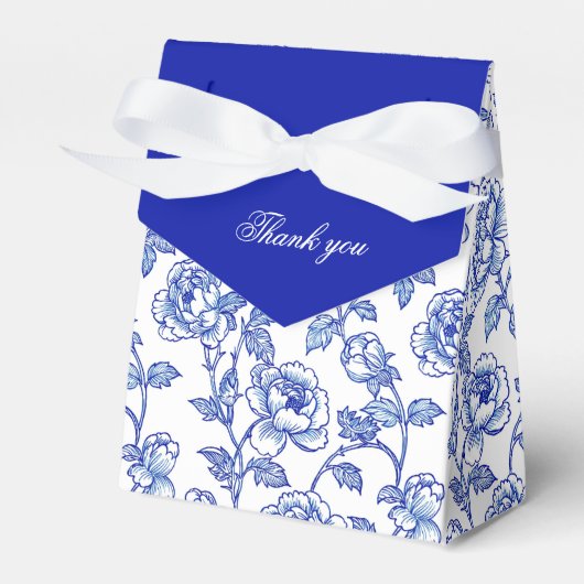 Blauw en wit chinoiserie dank je wel bedankdoosjes (Voorkant Zijde)