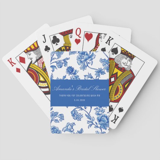 Blauw en Wit Chinoiserie Dank U Gift Game Pokerkaarten (Achterkant)
