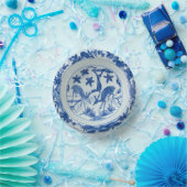 Blauw en wit Chinoiserie Deer Faux China Papieren Kommen (Feest)