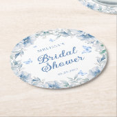 Blauw en wit Chinoiserie Elegant Vrijgezellenfeest Ronde Kartonnen Onderzetter (Gebogen)