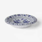 Blauw en wit Chinoiserie Floral Faux China Papieren Kommen (Gebogen)