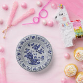 Blauw en wit Chinoiserie Floral Faux China Papieren Kommen (Feest)