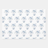 Blauw en wit Chinoiserie Floral Inpakpapier Vel (Voorkant 2)