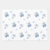 Blauw en wit Chinoiserie Floral Inpakpapier Vel (Voorkant)