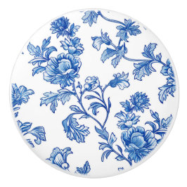 Blauw en wit Chinoiserie Floral Keramische Knop