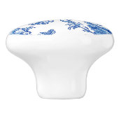 Blauw en wit Chinoiserie Floral Keramische Knop (Zijkant)
