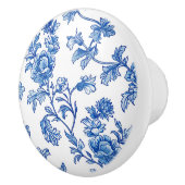 Blauw en wit Chinoiserie Floral Keramische Knop (Rechts)