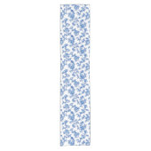 Blauw en wit Chinoiserie Floral Korte Tafelloper (Voorkant)