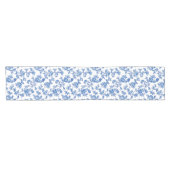 Blauw en wit Chinoiserie Floral Korte Tafelloper (Horizontaal)