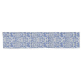 Blauw en Wit Chinoiserie Floral Modern Dineren Korte Tafelloper (Horizontaal)