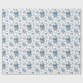 Blauw en wit Chinoiserie Kerstman Cadeaupapier (Vlak)