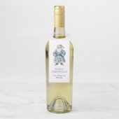 Blauw en wit Chinoiserie Kerstman Flessenhanger (Op fles)