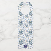 Blauw en wit Chinoiserie Kerstman Flessenhanger (Achterkant)