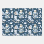 Blauw en wit Chinoiserie Kerstman Inpakpapier Vel (Voorkant)