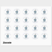 Blauw en wit Chinoiserie Kerstman Ronde Sticker (Vel)
