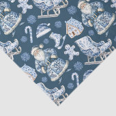 Blauw en wit Chinoiserie Kerstman Tissuepapier (Detail)