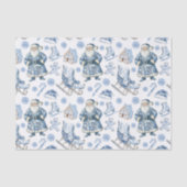 Blauw en wit Chinoiserie Kerstman Tissuepapier (Voorkant)