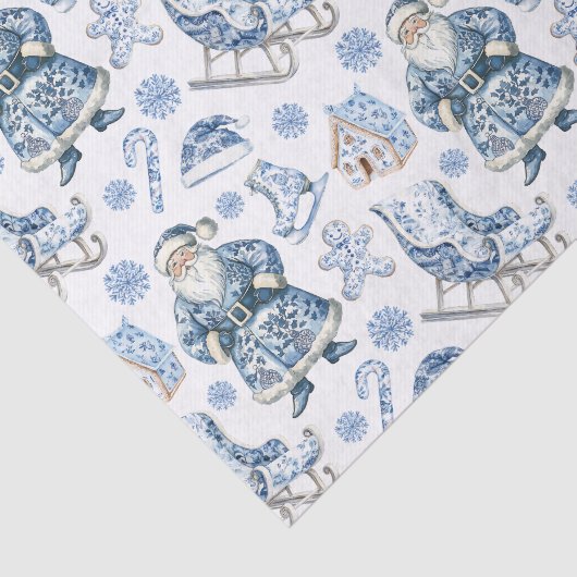 Blauw en wit Chinoiserie Kerstman Tissuepapier (Detail)