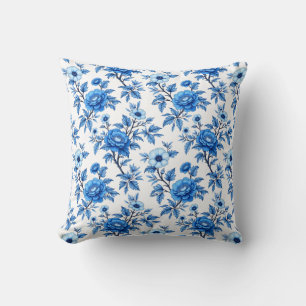 Blauw en wit chinoiserie kussen