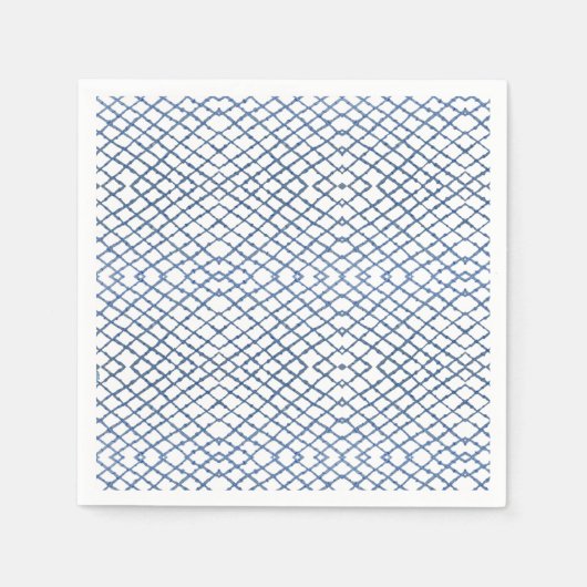 Blauw en wit Chinoiserie Lattice Servet (Voorkant)