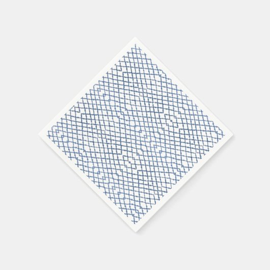 Blauw en wit Chinoiserie Lattice Servet (Hoek)