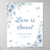 Blauw en wit Chinoiserie Liefde is Zoet Poster (Voorkant)