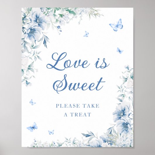 Blauw en wit Chinoiserie Liefde is Zoet Poster (Voorkant)