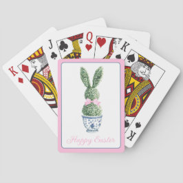 Blauw en wit chinoiserie met konijn topiaire pokerkaarten