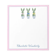 Blauw en wit chinoiserie met konijnen topiary