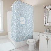 Blauw en wit chinoiserie monogram  douchegordijn (In situ)