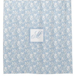 Blauw en wit chinoiserie monogram douchegordijn