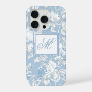 Blauw en wit chinoiserie monogram  iPhone 15 pro case