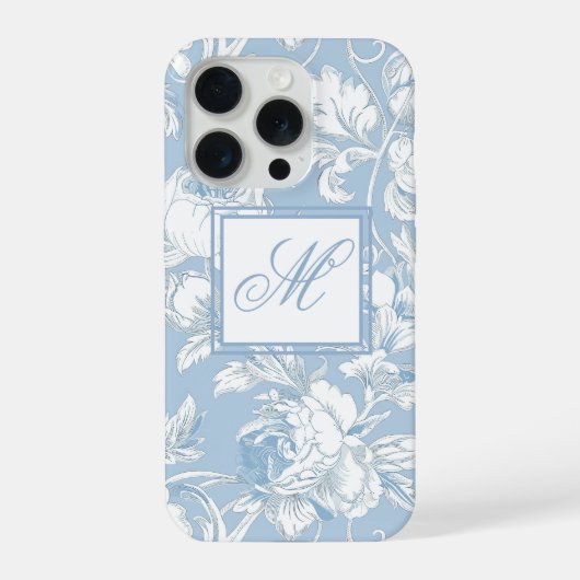 Blauw en wit chinoiserie monogram iPhone hoesje (Achterkant)
