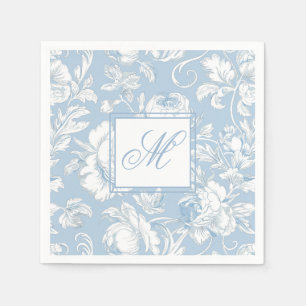 Blauw en wit chinoiserie monogram servet