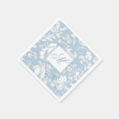 Blauw en wit chinoiserie monogram servet (Hoek)