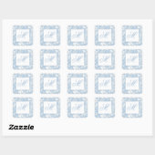 Blauw en wit Chinoiserie Monogram Vierkante Sticker (Vel)