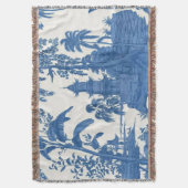 Blauw en Wit Chinoiserie Oriental Gooi Deken (Voorkant Verticaal)