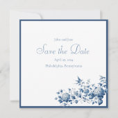 Blauw en Wit Chinoiserie Patroon Save The Date (Voorkant)
