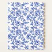 Blauw en wit chinoiserie roos planner (Achterkant)