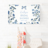 Blauw en wit Chinoiserie Spandoek (Insitu)