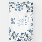 Blauw en wit Chinoiserie Spandoek (Verticaal)