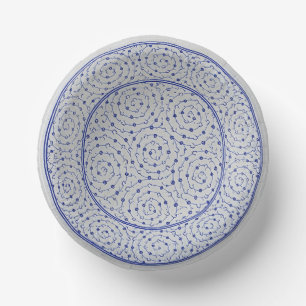 Blauw en wit Chinoiserie Spiral Vine Faux China Papieren Kommen