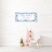 Blauw en wit Chinoiserie Verjaardag Spandoek (Insitu)