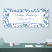 Blauw en wit Chinoiserie Verjaardag Spandoek (Beurs)