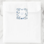 Blauw en wit Chinoiserie  Vierkante Sticker (Tas)