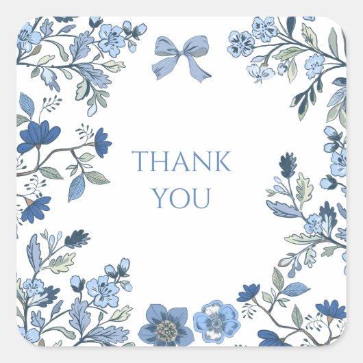 Blauw en wit Chinoiserie  Vierkante Sticker (Voorkant)