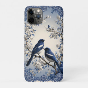 Blauw en wit chinoiserie vogels en bloesems Case-Mate iPhone case